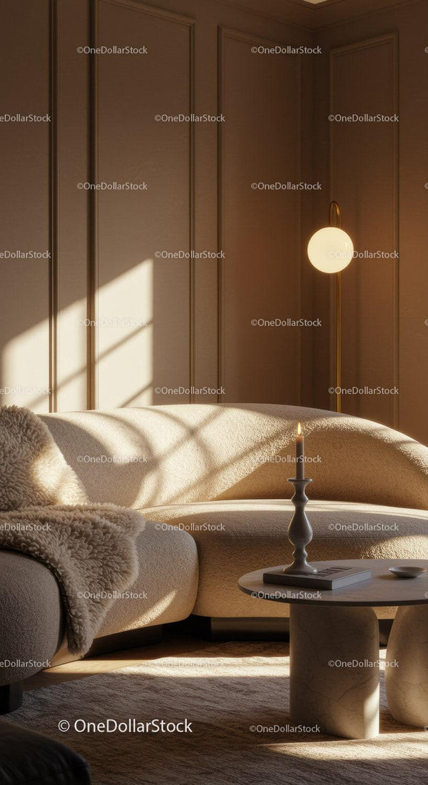 Cozy modern living room with soft natural light