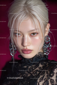 Stylish Young Woman with Fashion Makeup and Earrings Portrait