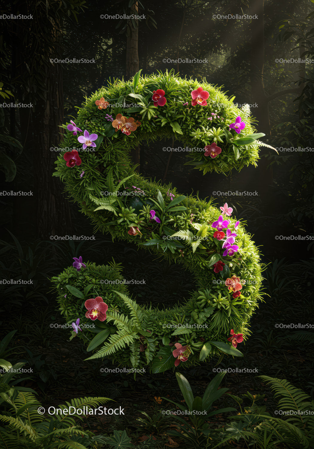 Lush Green Number Nine Formed by Vibrant Flowers