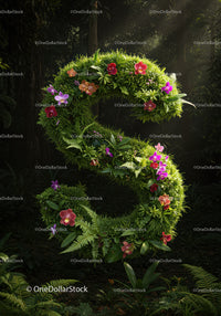 Lush Green Number Nine Formed by Vibrant Flowers
