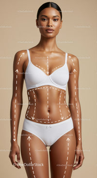 Beautiful Woman with Curves Showing Body Contours for Wellness Concept