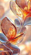Abstract Glass Sculpture with Vibrant Fluid Shapes for Modern Art