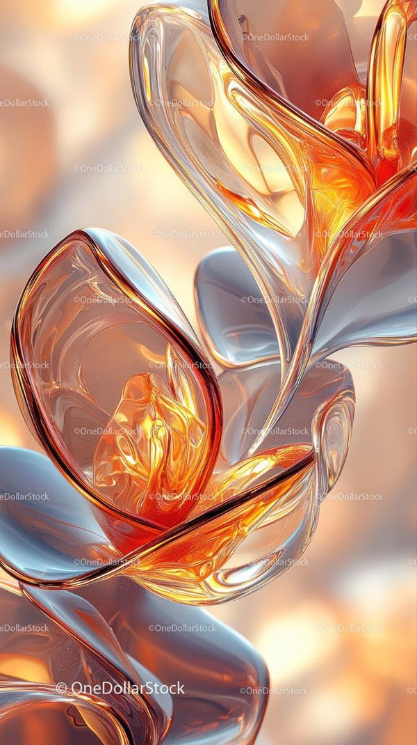 Abstract Glass Sculpture with Vibrant Fluid Shapes for Modern Art
