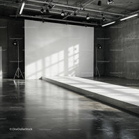 Minimalist empty fashion runway with natural shadows