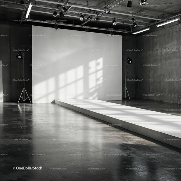 Minimalist empty fashion runway with natural shadows JPG Mockup Image