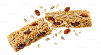 Crisp granola bar with oats and dried fruit pieces