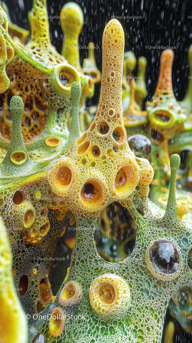 Close-up of Yellow and Green Lichen with Intricate Patterns in Nature
