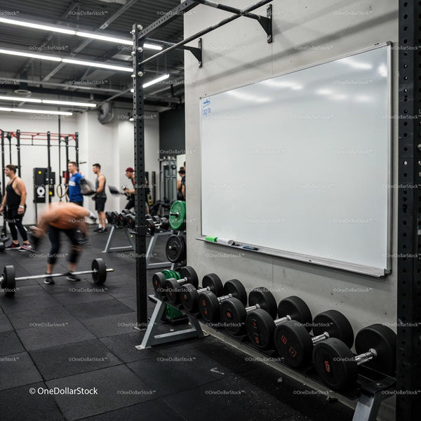 Group training session in modern gym with dumbbells JPG Mockup Image