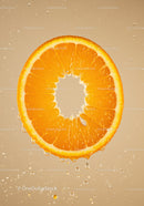 Fresh Orange Slice Dripping with Juicy Water Drops