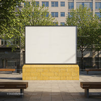 Blank Urban Billboard Surrounded by Green Trees