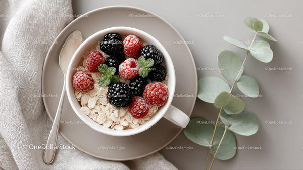 Berry Parfait with Raspberries Blackberries and Oatmeal