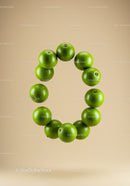 Fresh limes arranged in a perfect circle on beige background