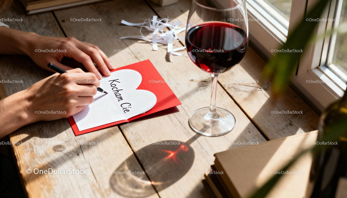 Handwriting a Heartfelt Valentine Message with Red Wine