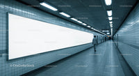 Modern Underground Subway Station with Tiled Walls and Fluorescent Lighting
