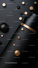 Elegant Black and Gold Cosmetic Bottle with Textured Background