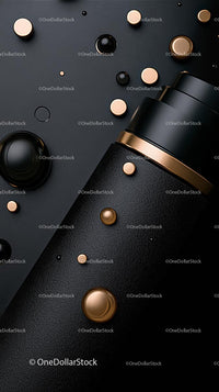 Elegant Black and Gold Cosmetic Bottle with Textured Background