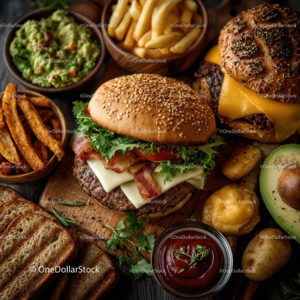 Gourmet Burger z Chrupiącymi Frytkami i Domowym Guacamole