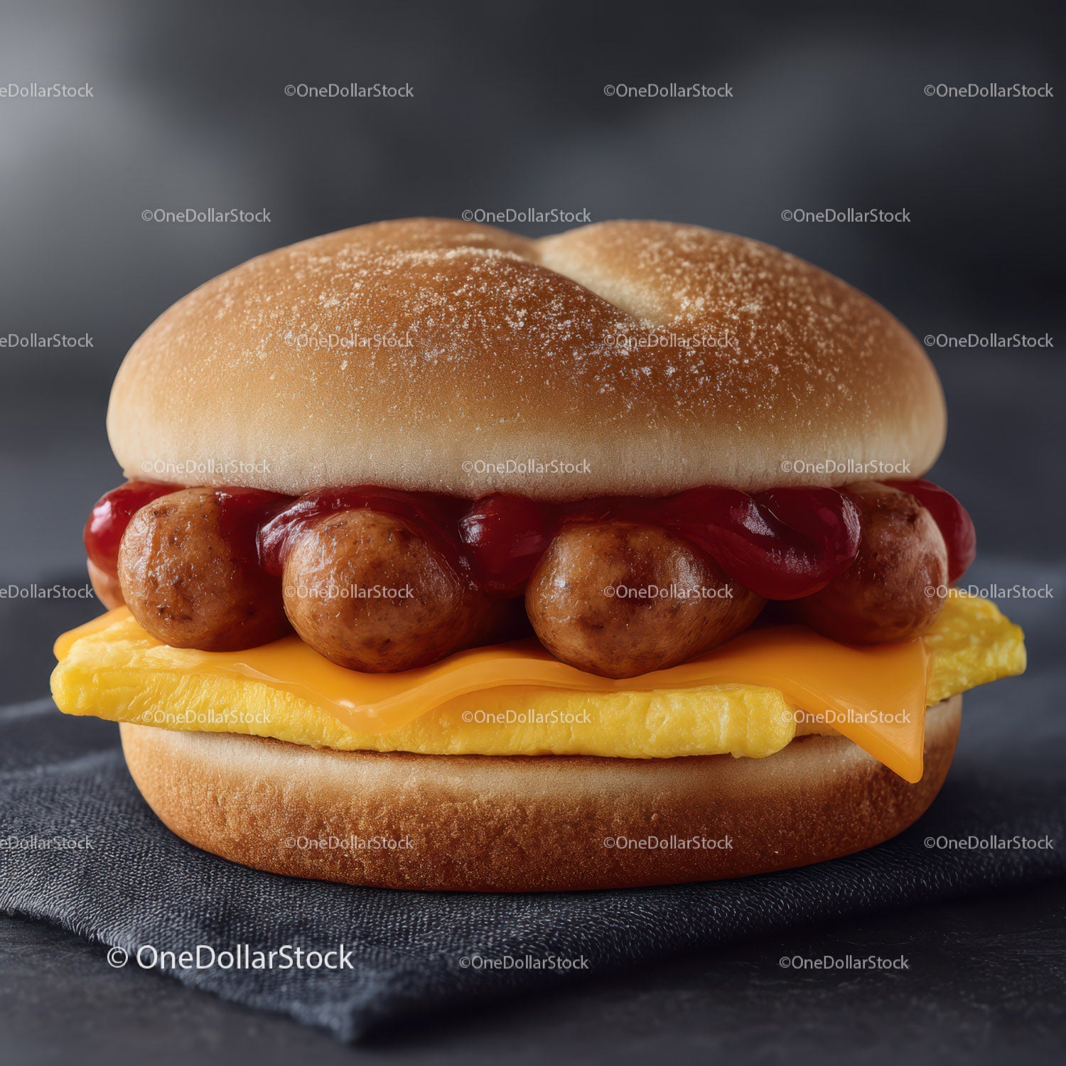Delicious Sausage Patty Breakfast Sandwich with Eggs and Cheese