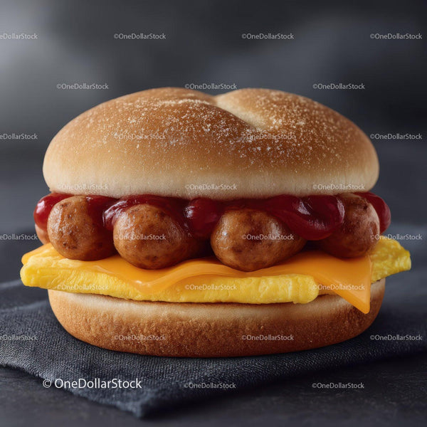 Delicious Sausage Patty Breakfast Sandwich with Eggs and Cheese
