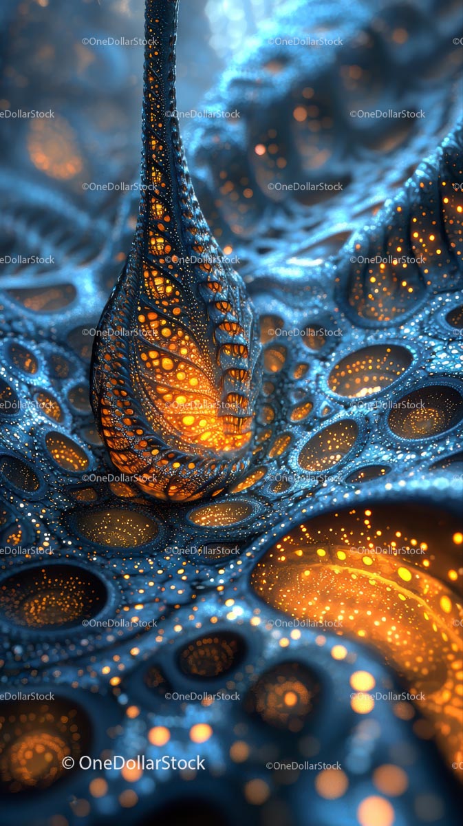 Glowing Organic Structures with Intricate Cell Patterns in Macro Photography
