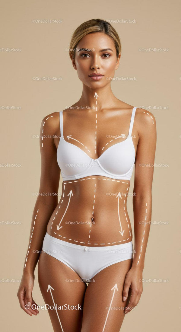 Perfect Body Contours of Woman in White Lingerie for Fitness and Beauty