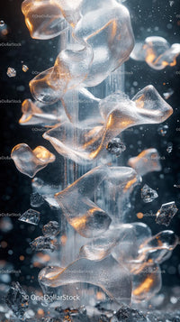 Frozen Ice Cubes Falling Splash for Refreshing Beverage Concept