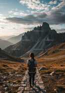 Scenic Mountain Hike Through Rocky Peaks with Woman Backpacker