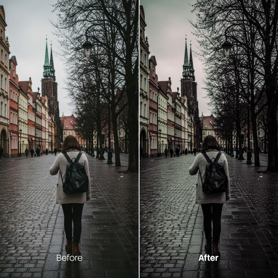 Cinematic Streets Rain 8 LUTs digital asset preview