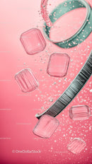 Pink Sugar Cubes and Beauty Cosmetic Ingredients Macro Shot