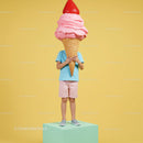 Child Holding Giant Strawberry Ice Cream Cone