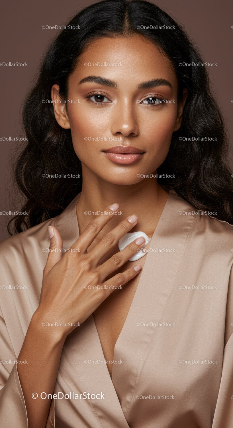 Elegant Woman with Glowing Skin and Natural Makeup