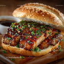 Barbecue Pork Ribs in Sesame Seed Bun with Fresh Parsley
