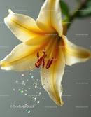 Yellow Lily Flower with Red Stamens and Fresh Blooming Petals