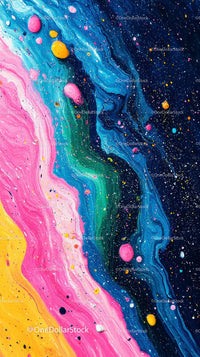 Vibrant Abstract Fluid Art with Colorful Cosmic Swirls