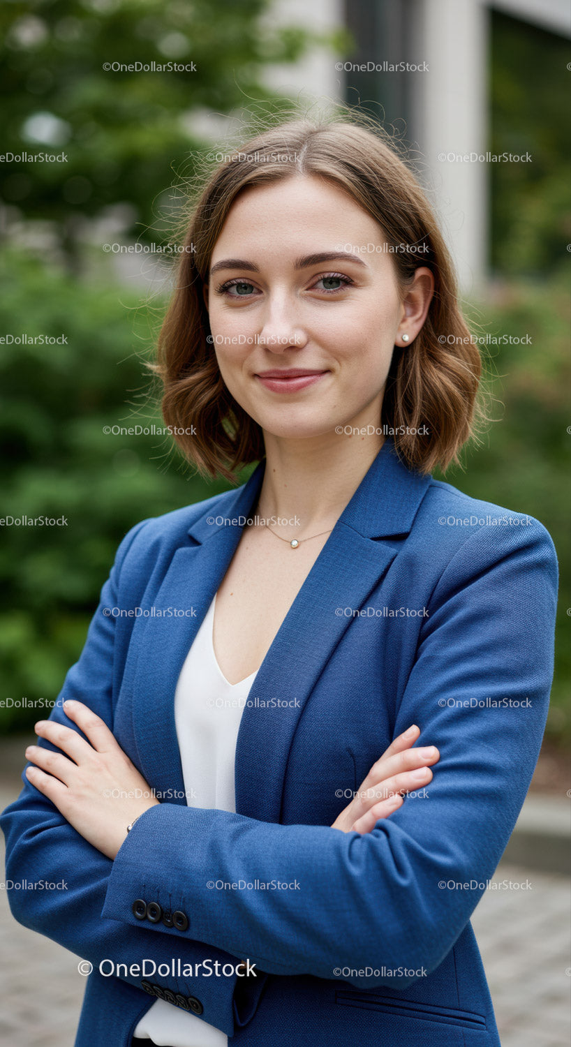 Confident Young Businesswoman in Outdoor City Environment