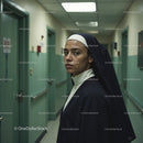 Confident Nurse in Hospital Corridor With Serious Expression