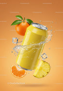 Refreshing tropical fruit drink with ice splash