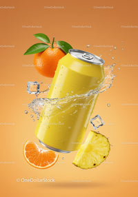 Refreshing tropical fruit drink with ice splash