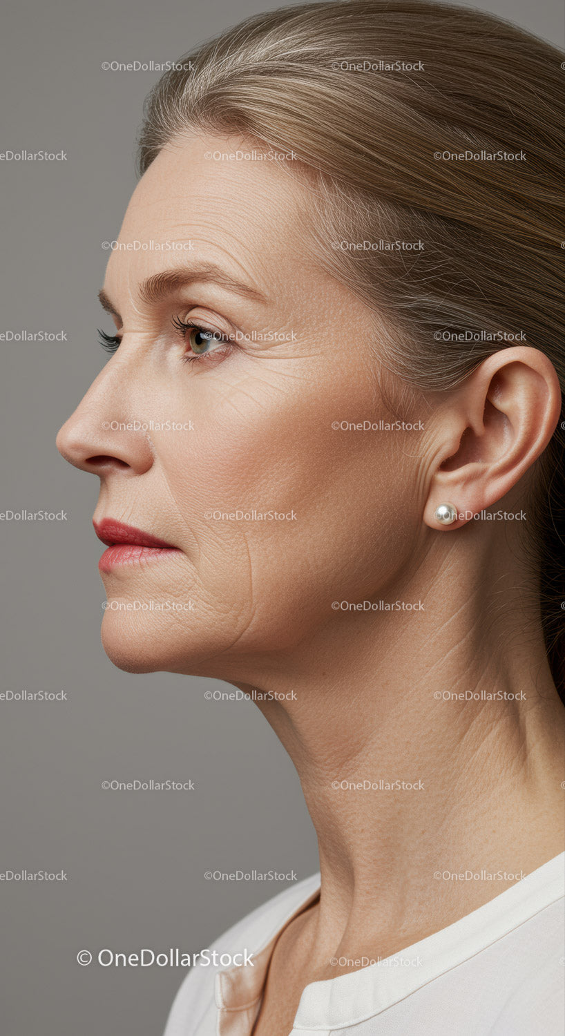 Elegant Mature Woman Portrait with Natural Glow and Confident Expression