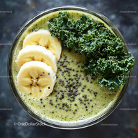 Fresh Green Kale and Banana Smoothie with Chia Seeds
