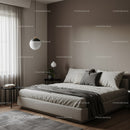 Elegant Modern Bedroom with Beige Bed and Neutral Decor