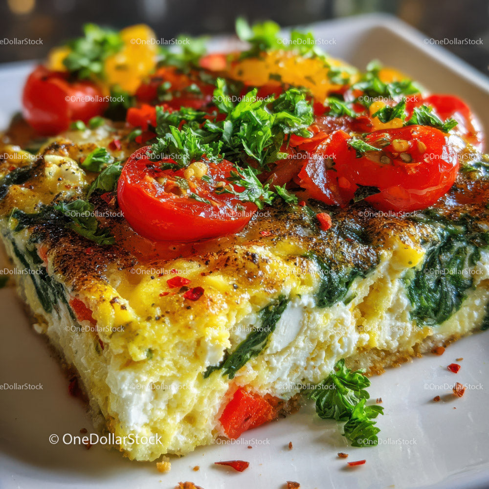 Vegetable Frittata with Cherry Tomatoes and Parsley for Breakfast