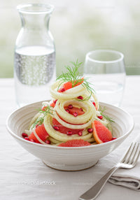 Fresh fennel salad with grapefruit and pomegranate seeds