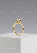 Elegant Gold Ring with Solitaire Diamond on Neutral Background