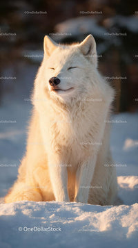 Majestic Arctic Fox Relaxing in the Winter Snow