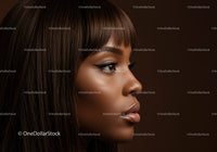 Beauty Portrait of a Woman with Long Brown Hair and Elegant Makeup