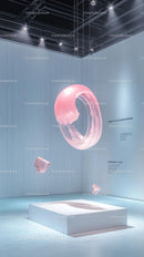 Futuristic Pink Ring Suspended in Minimalist Art Gallery