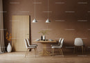 Modern Dining Room with Wooden Table and Beige Chairs