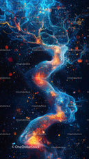 Vivid Cosmic Nebula with Bright Stars and Dynamic Light Flows