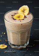 Creamy banana smoothie with chocolate and banana chips